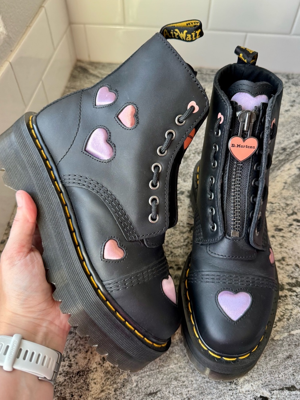 Dr. Martens Sinclair Leather Heart Platform Boots. Size 7. EUC!